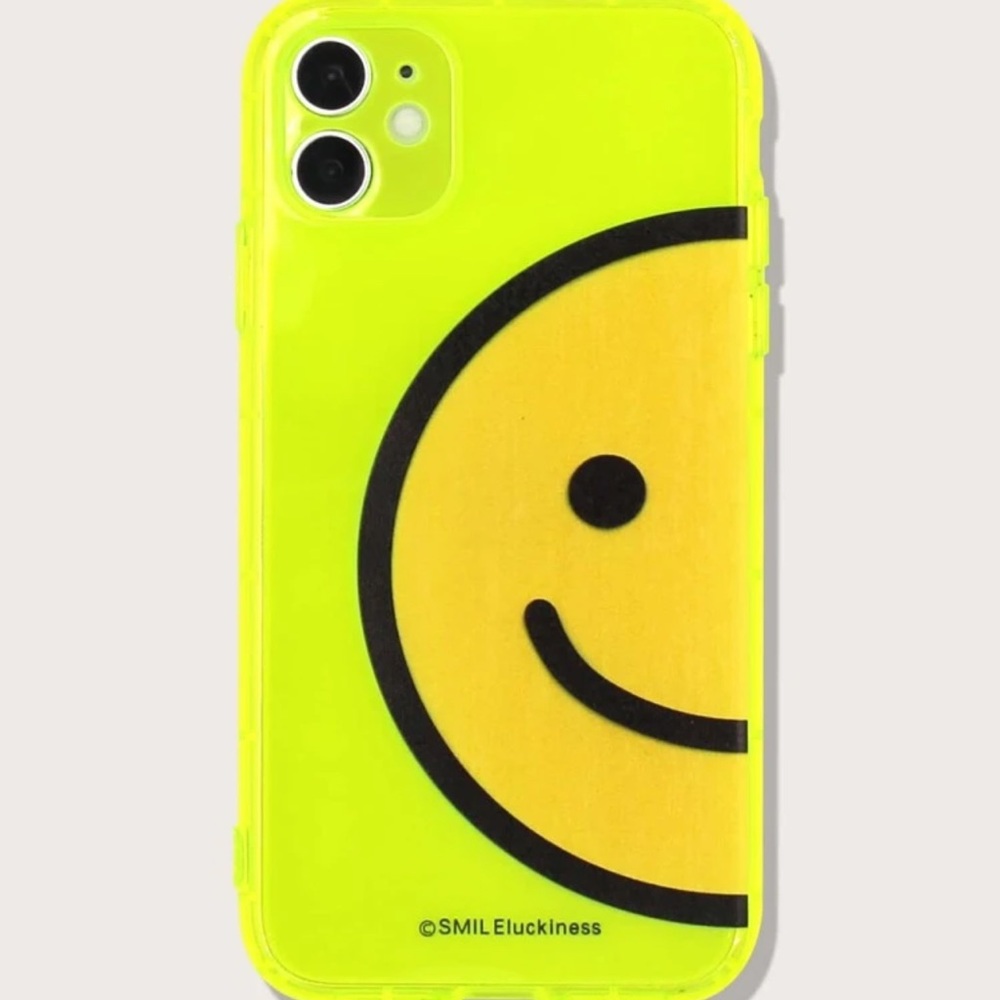 Neon Lime Clear Happy Face IPhone 12 Pro Max Case